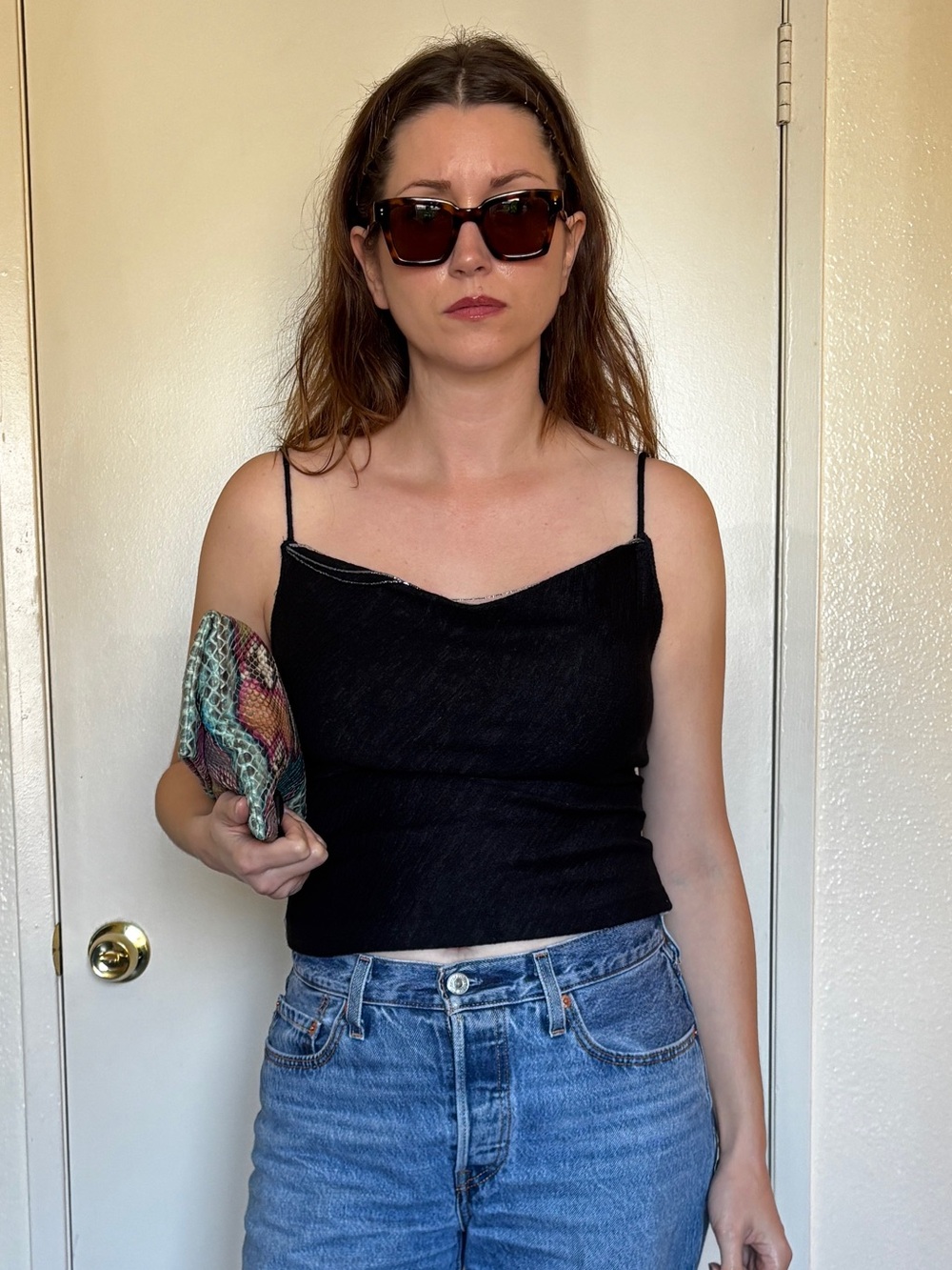 Black Spaghetti Strap Crop Top